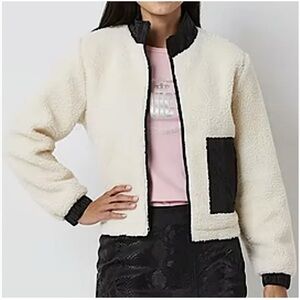 NWT’s Juicy By Juicy Couture Womens Sherpa Bomber Faux Leather Trim Jacket XXL
